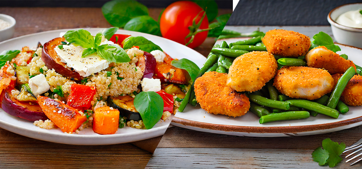 repas en van : salade de quinoa et nuggets de poulet
